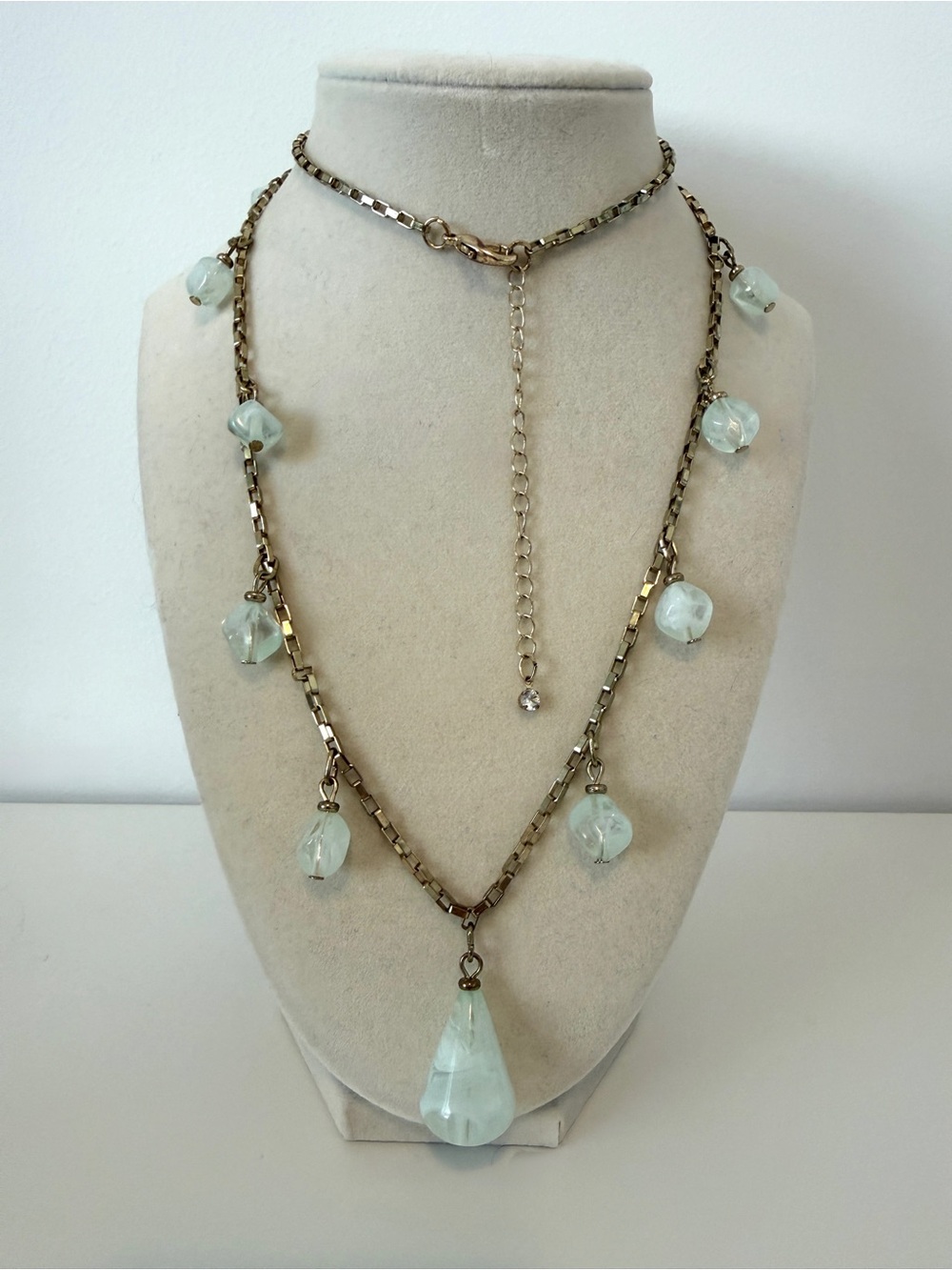 Delicate Pale Aqua Glass Teardrop Necklace